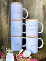Vignette : tasses avec messages doux et romantiques